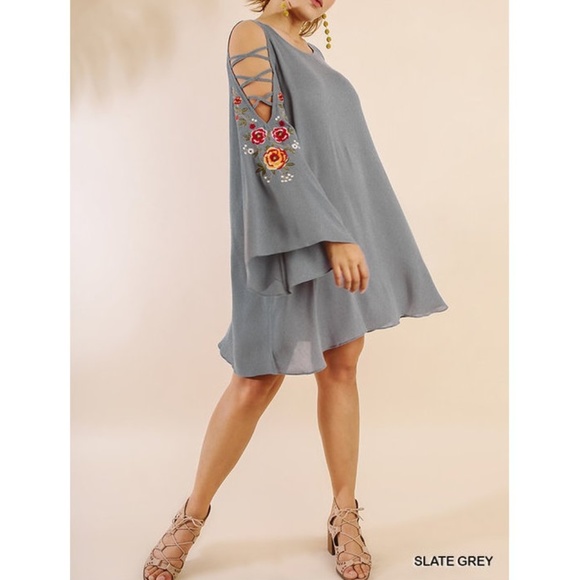 Umgee Plus Cutout Bell Sleeve Boho Tunic Dress - Picture 2 of 8